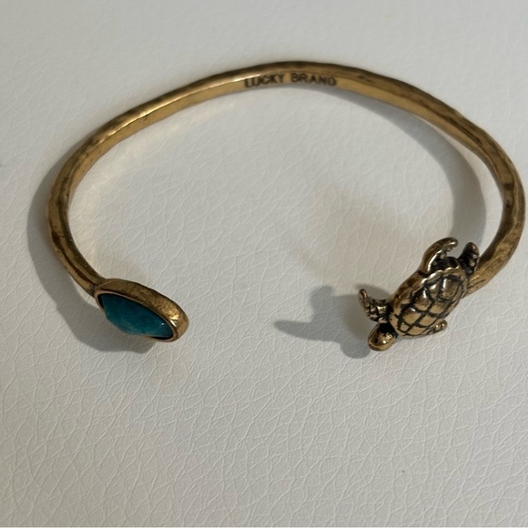 Lucky Brand bronze faux turquoise turtle adjustable bracelet #023 - Picture 6 of 7